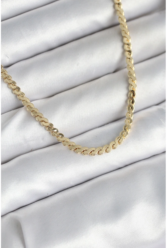 Shoecide 60 Cm Gold Renk Pirinç Yassı Zincir Model Kadın Kolye