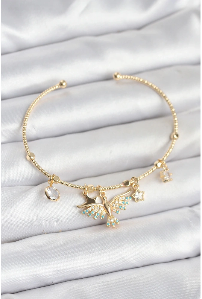 Shoecide Anka Kuşu Charmlı Gold Renk Pirinç Kadın Bileklik