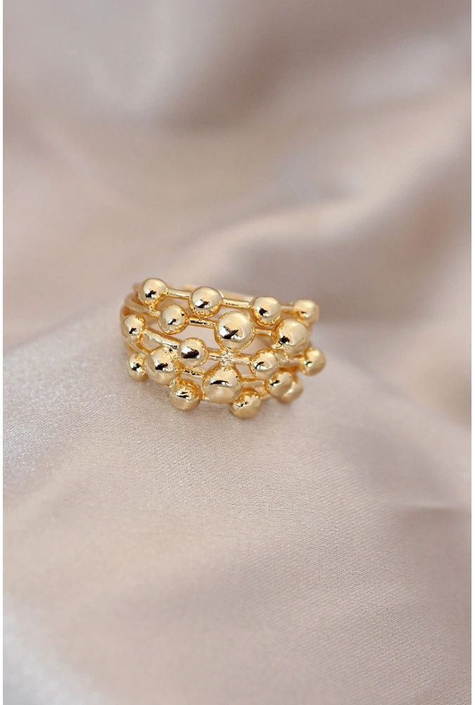 Shoecide Ayarlamalı Gold Renk Metal Bombeli Boluncuk Model Yüzük