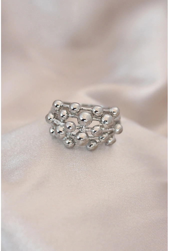 Shoecide Ayarlamalı Silver Renk Metal Bombeli Boluncuk Model Yüzük