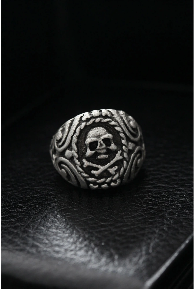 Shoecide Ayarlanabilir Desenli Kurukafa Model Erkek Yüzük