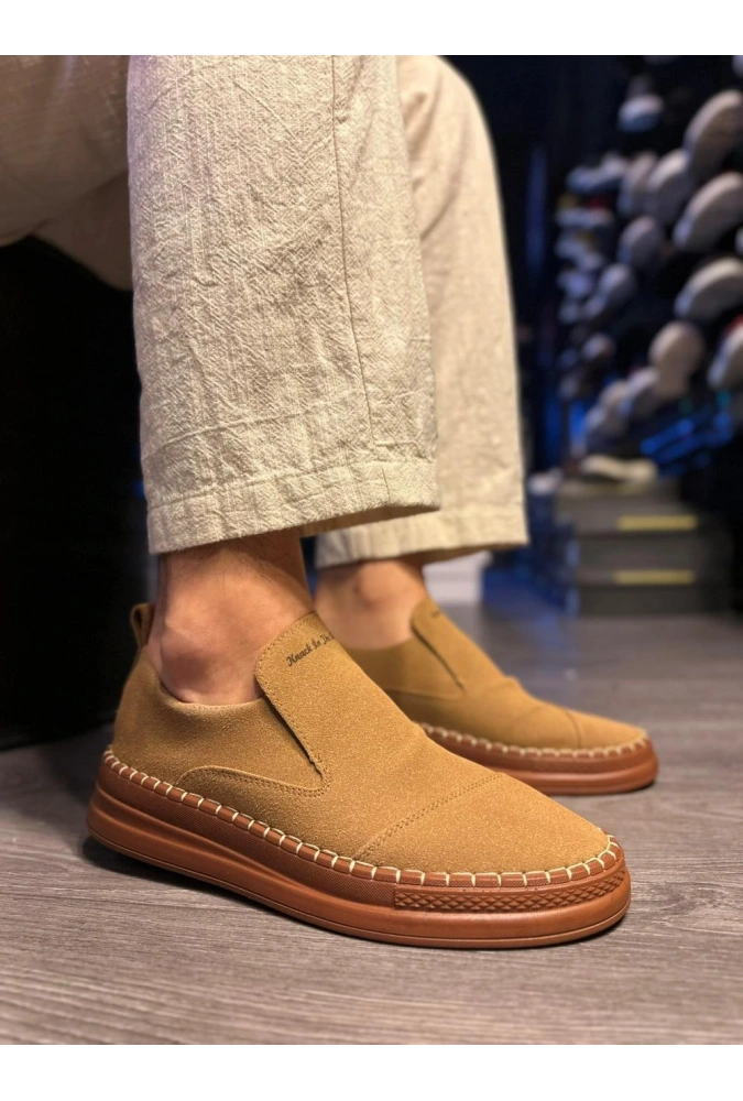 Shoecide Bağcıksız Mevsimlik Süet Ayakkabı 019 Taba