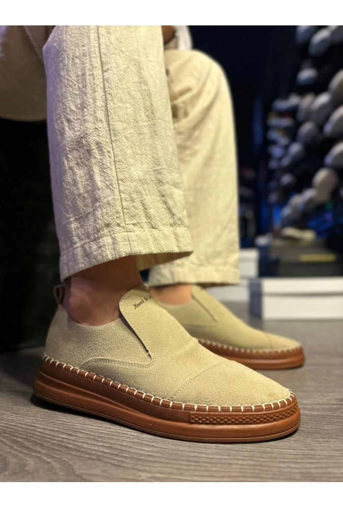 Shoecide Bağcıksız Mevsimlik Süet Ayakkabı 019 Vizon