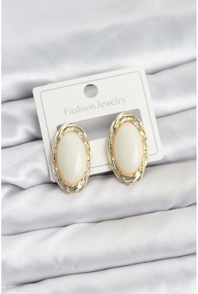 Shoecide Beyaz Badem Model Vintage Kadın Küpe