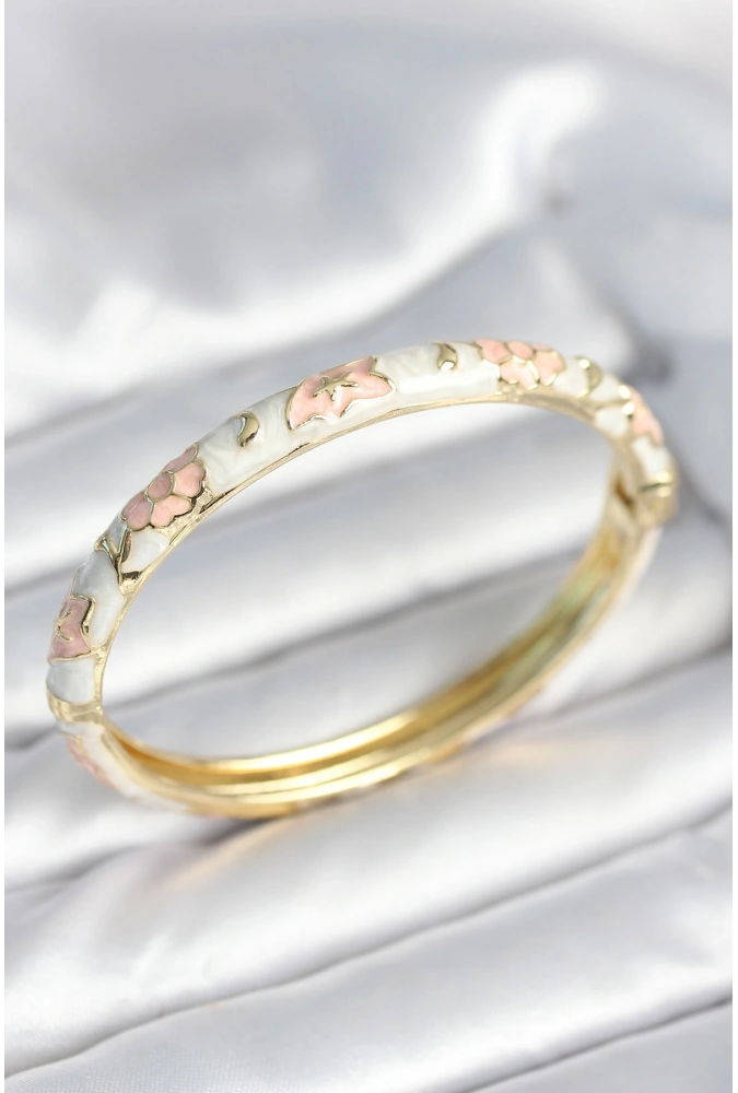 Shoecide Beyaz Pembe Renk Detaylı Mineli Kelepçe