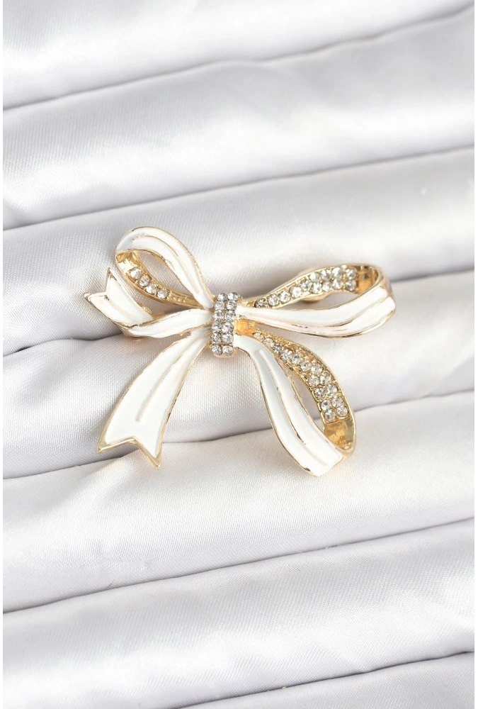 Shoecide Beyaz Renk Fiyonk Model Broş