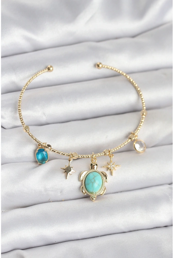 Shoecide Caretta Caretta Charmlı Gold Renk Kadın Bileklik