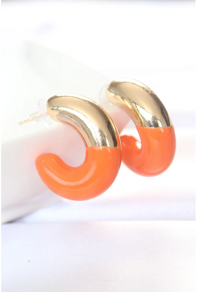 Shoecide Ccb Turuncu Gold Çift Renk Küpe