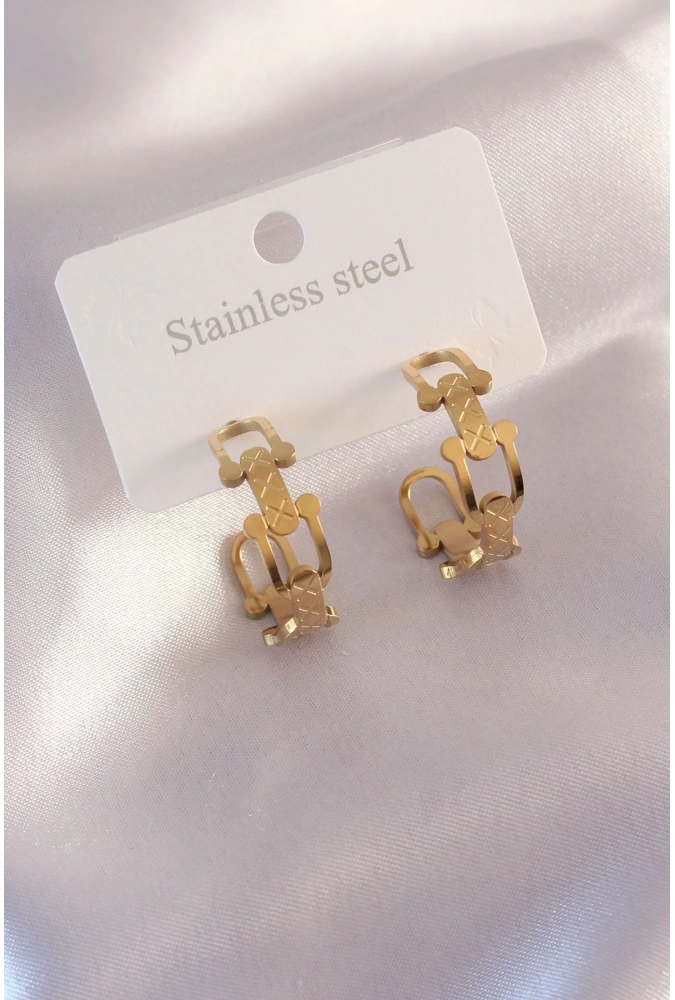 Shoecide Çelik Gold Renk Tifanny Zincir Model Kadın Küpe