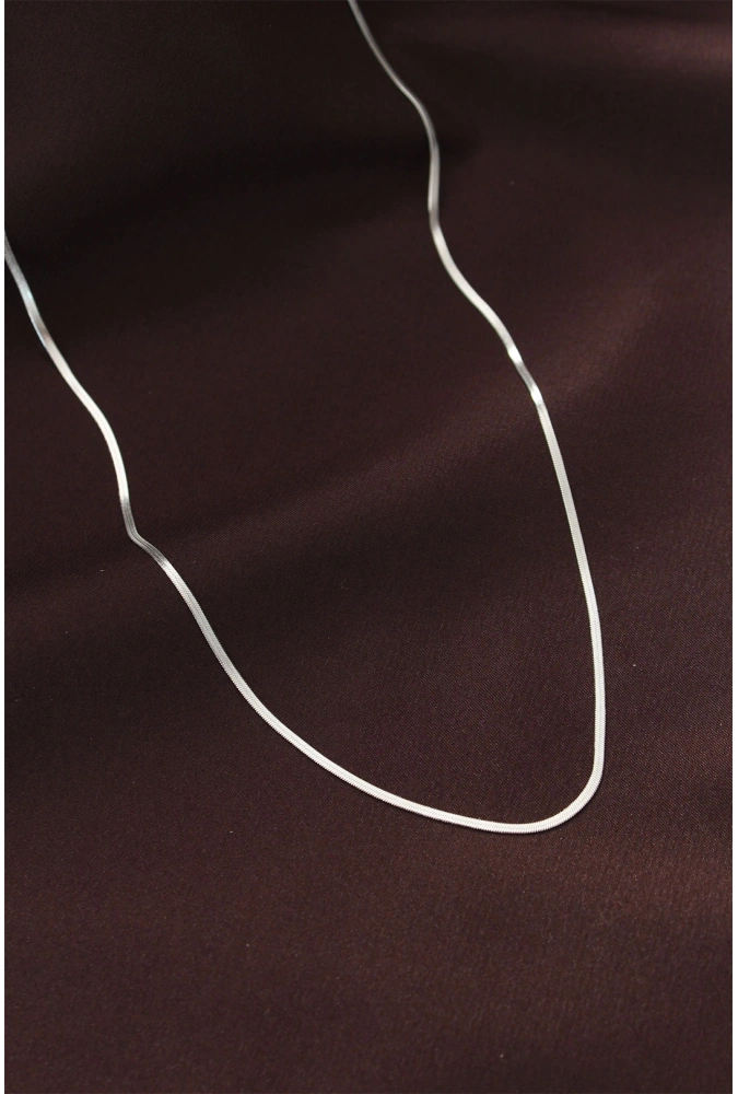 Shoecide Çelik Gümüş Renk 60 Cm İnce İtalyan Zincir Kolye