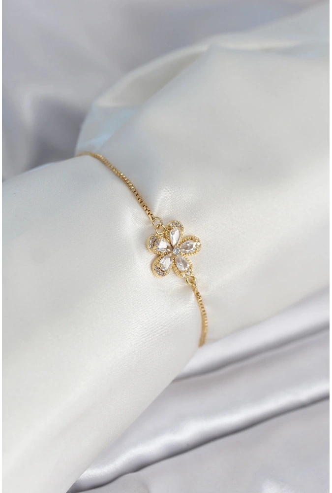 Shoecide Çiçek Model Asansörlü Gold Renk Kadın Bileklik