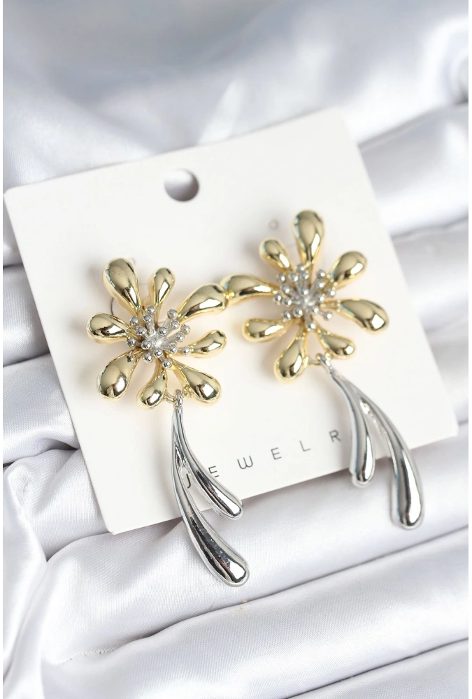 Shoecide Çiçek Model Gold Gümüş Renk Kadın Küpe