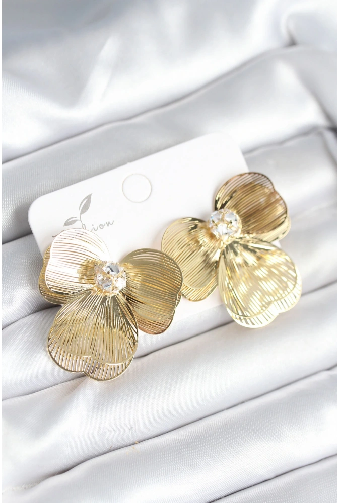Shoecide Çiçek Model Gold Renk Pirinç Kadın Küpe