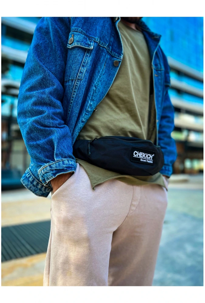 Shoecide SHOCNT002  Keten Erkek Çapraz Bel Çantası Sıyah