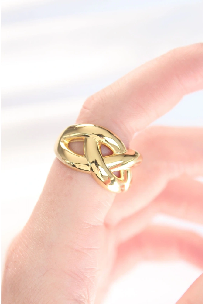 Shoecide Düğüm Model Gold Renk Ayarlanabilir Yüzük