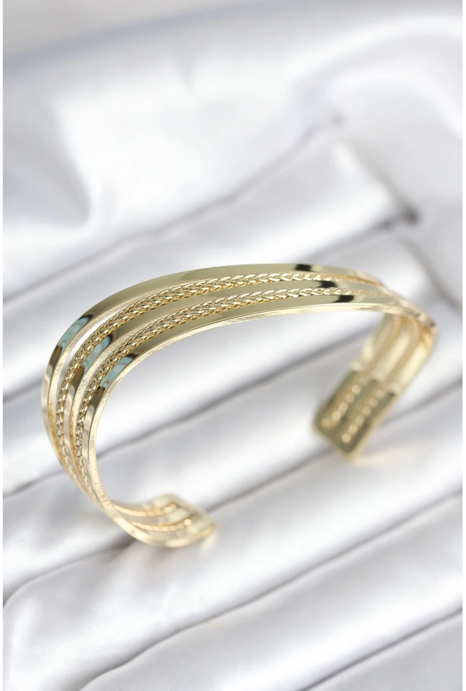 Shoecide Eğik Şerit Model Gold Renk Pirinç Kadın Bileklik