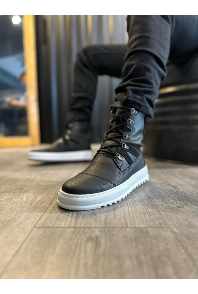 Shoecide Erkek Spor Bot B12 Siyah (beyaz Taban)