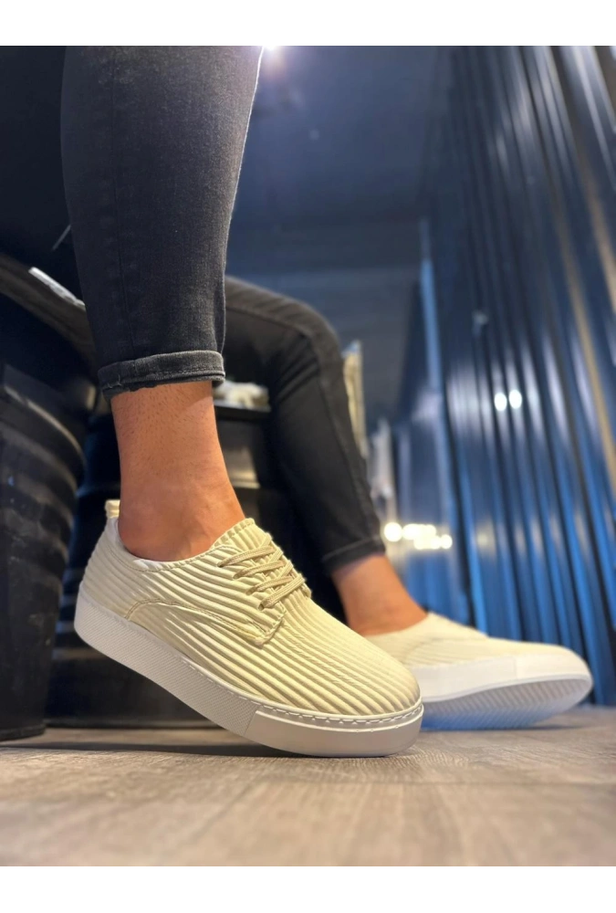 Shoecide Fitilli Desenli Günlük Ayakkabı 076 Beyaz