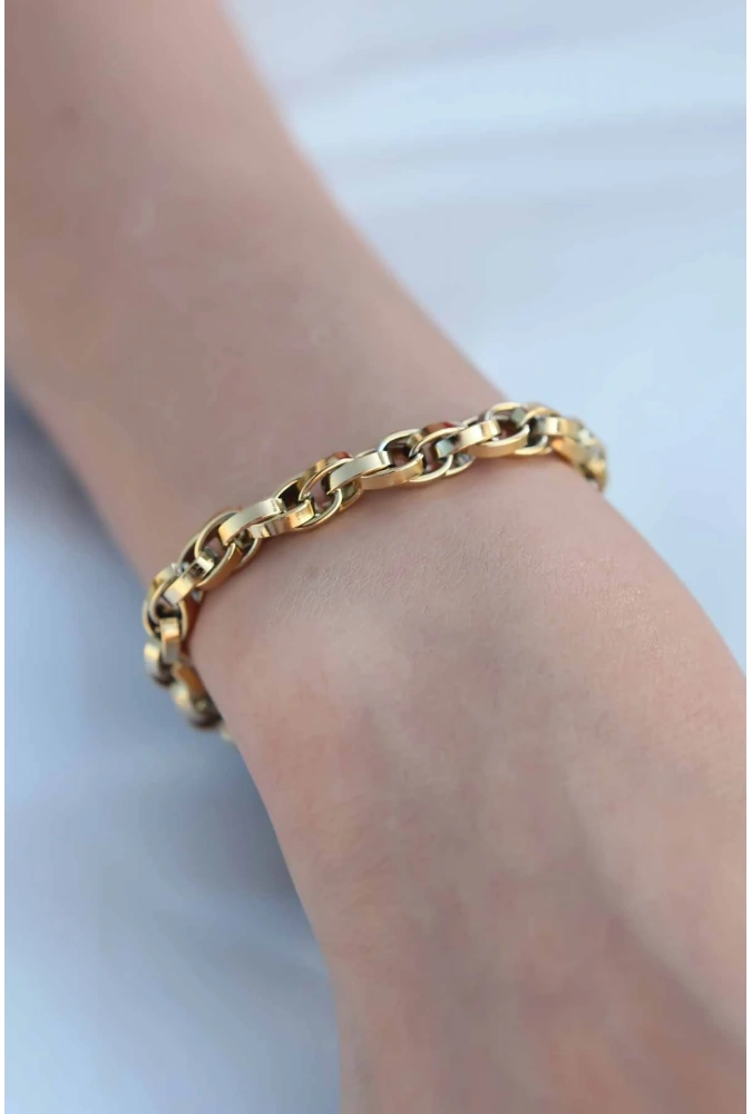 Shoecide Gold Renk Çelik Zincir Kadın Bileklik