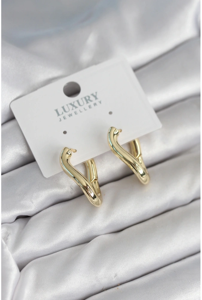 Shoecide Gold Renk Eğik Halka Model Pirinç Kadın Küpe