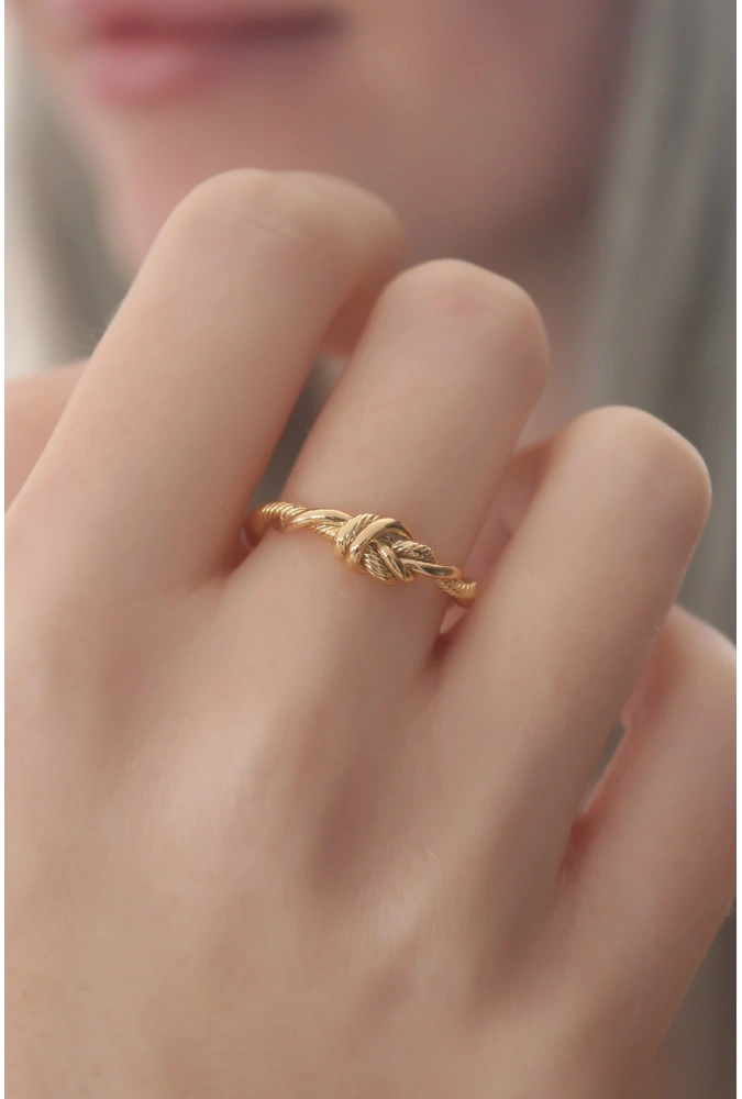 Shoecide Gold Renk Halat Düğüm Model Kadın Yüzük