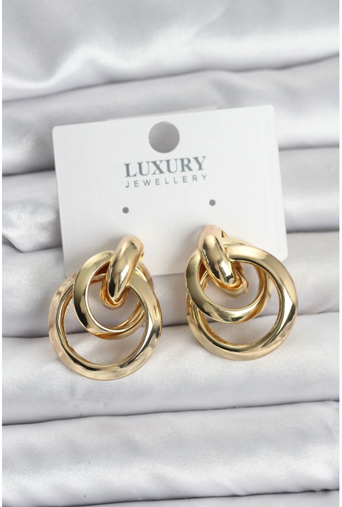 Shoecide Gold Renk Halka Model Pirinç Kadın Küpe