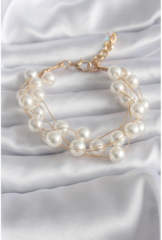 Shoecide Gold Renk İnci Model Kadın Bileklik