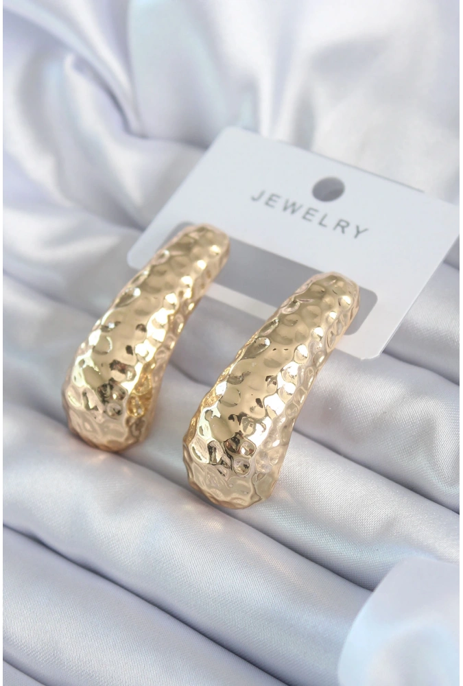 Shoecide Gold Renk İşleme Detay Pirinç Kadın Küpe