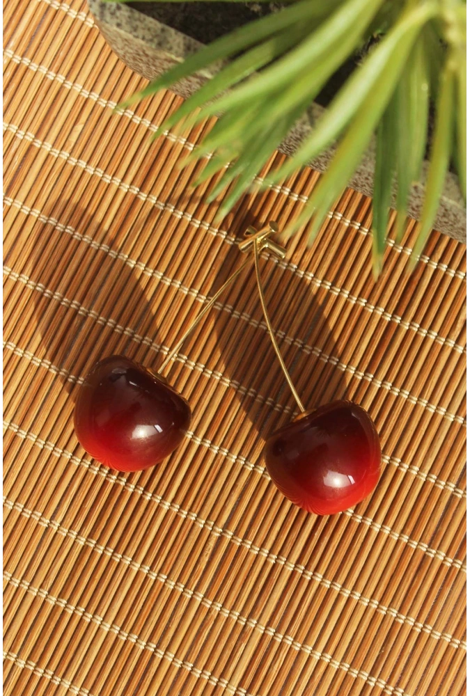 Shoecide Gold Renk Kiraz Model Kadın Küpe