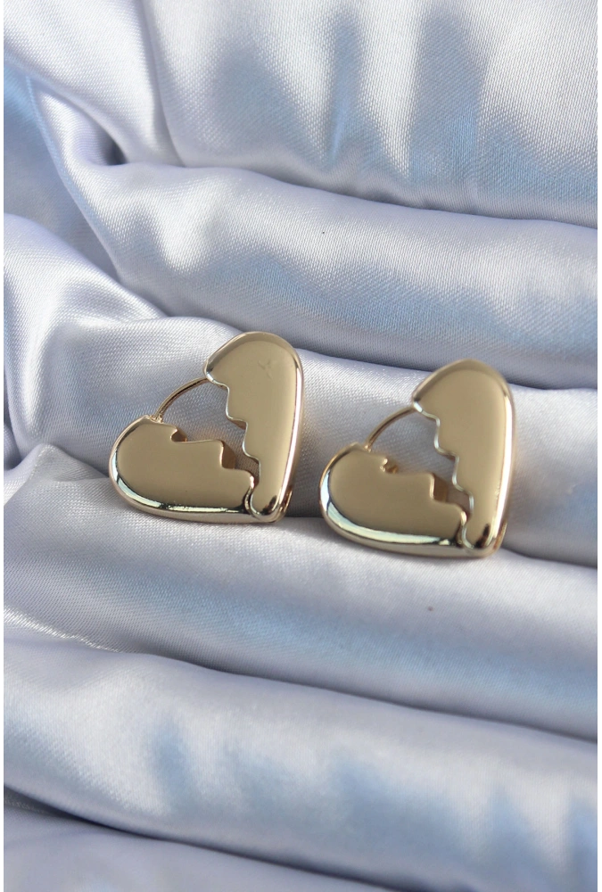 Shoecide Gold Renk Kırık Kalp Model Pirinç Kadın Küpe