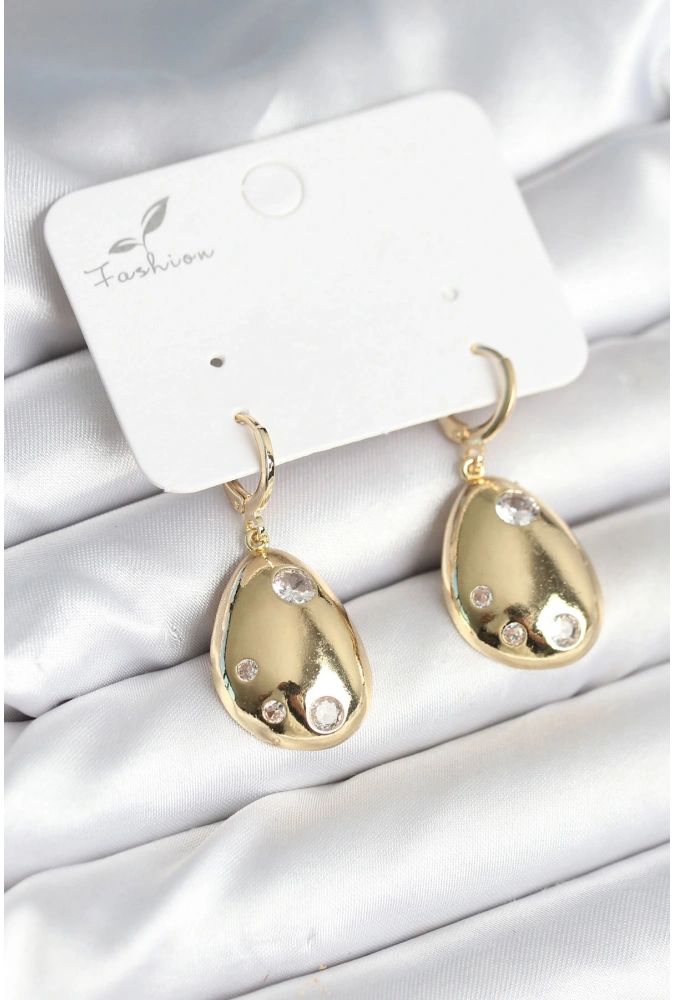 Shoecide Gold Renk Pirinç Damla Model Kadın Küpe