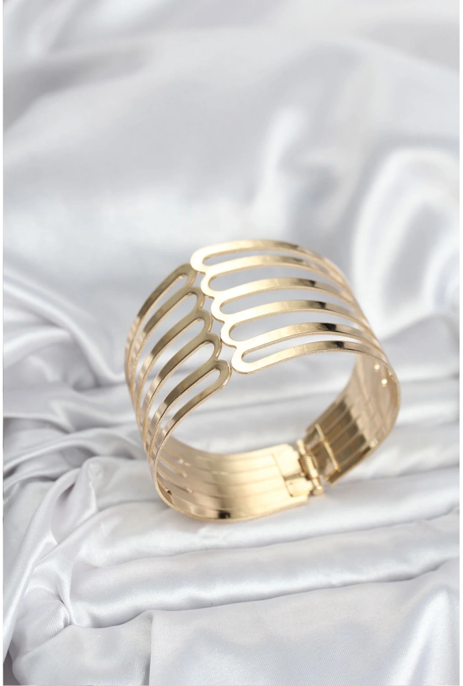 Shoecide Gold Renk Pirinç Kaburga Model Kadın Bileklik