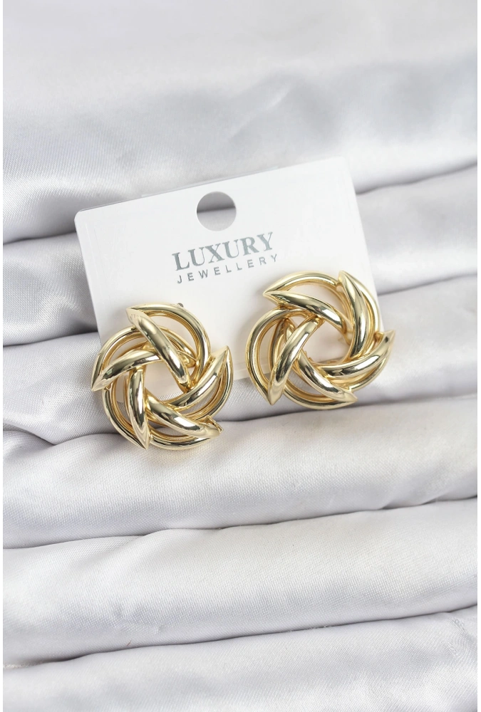 Shoecide Gold Renk Pirinç Keskin Sarmal Model Kadın Küpe