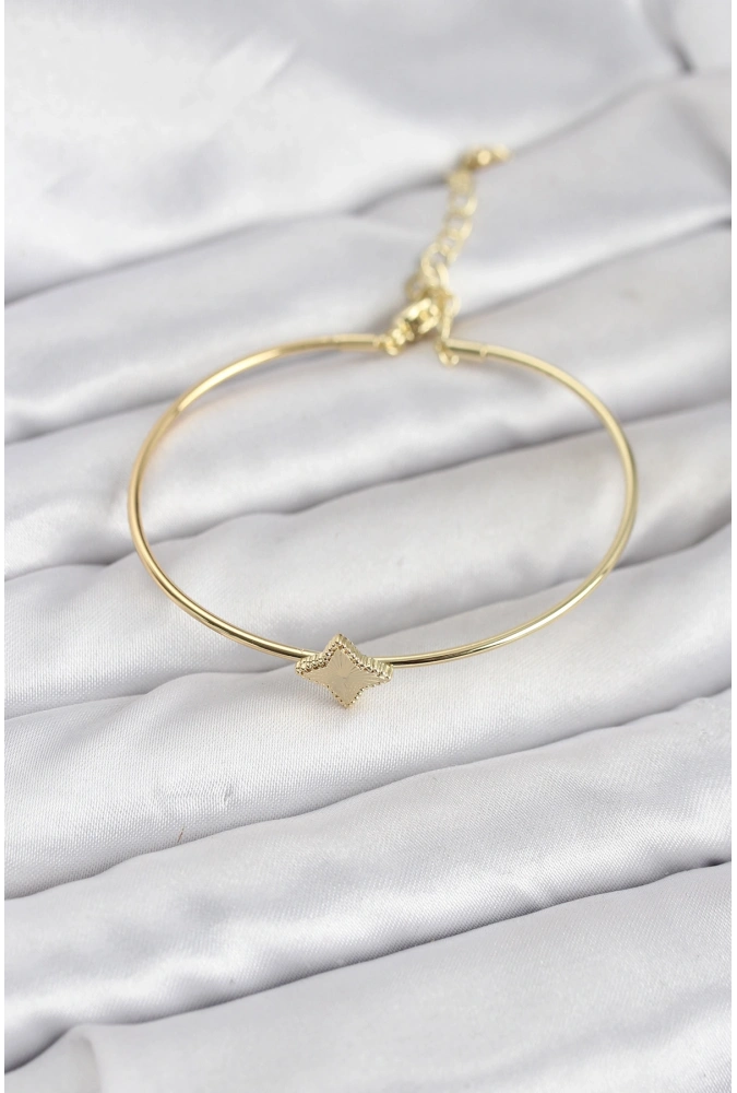 Shoecide Gold Renk Pirinç Köşeli Yonca Model Kadın Bileklik