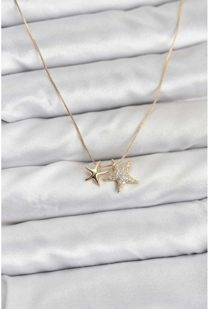 Shoecide Gold Renk Pirinç Minimal Yıldız Model Kadın Kolye