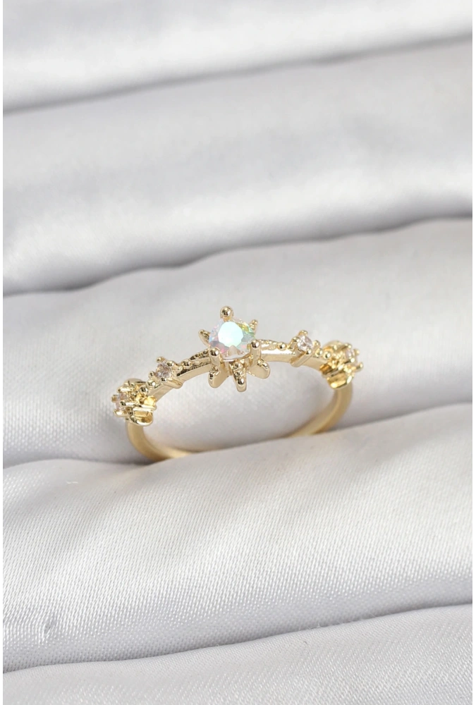 Shoecide Gold Renk Pirinç Yıldız Model Kadın Yüzük