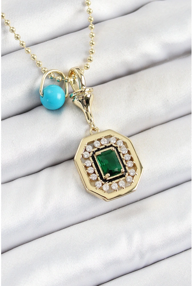 Shoecide Gold Renk Pirinç Zirkon Taşlı Kadın Serenay Kolyesi