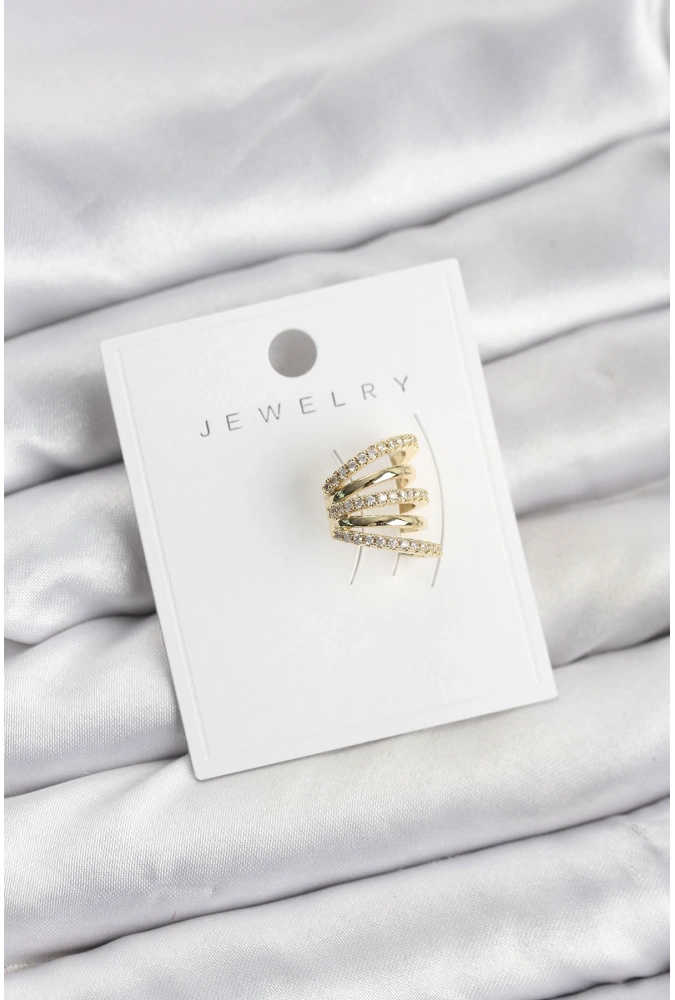 Shoecide Gold Renk Pirinç Zirkon Taşlı Kıkırdak Earcuff Küpe