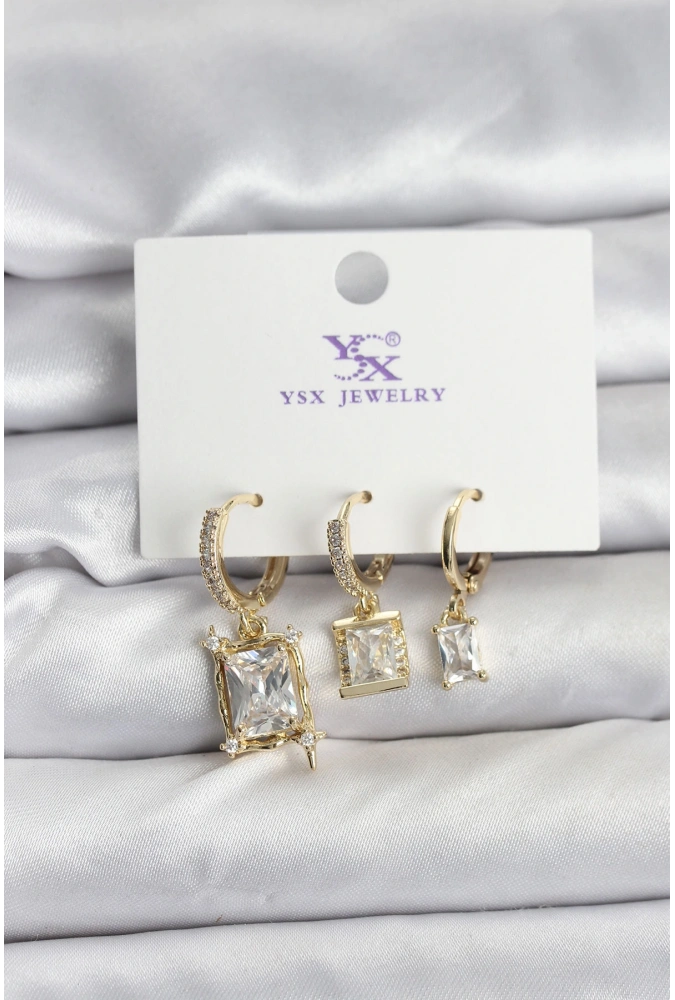 Shoecide Gold Renk Zirkon Taşlı Kadın Küpe