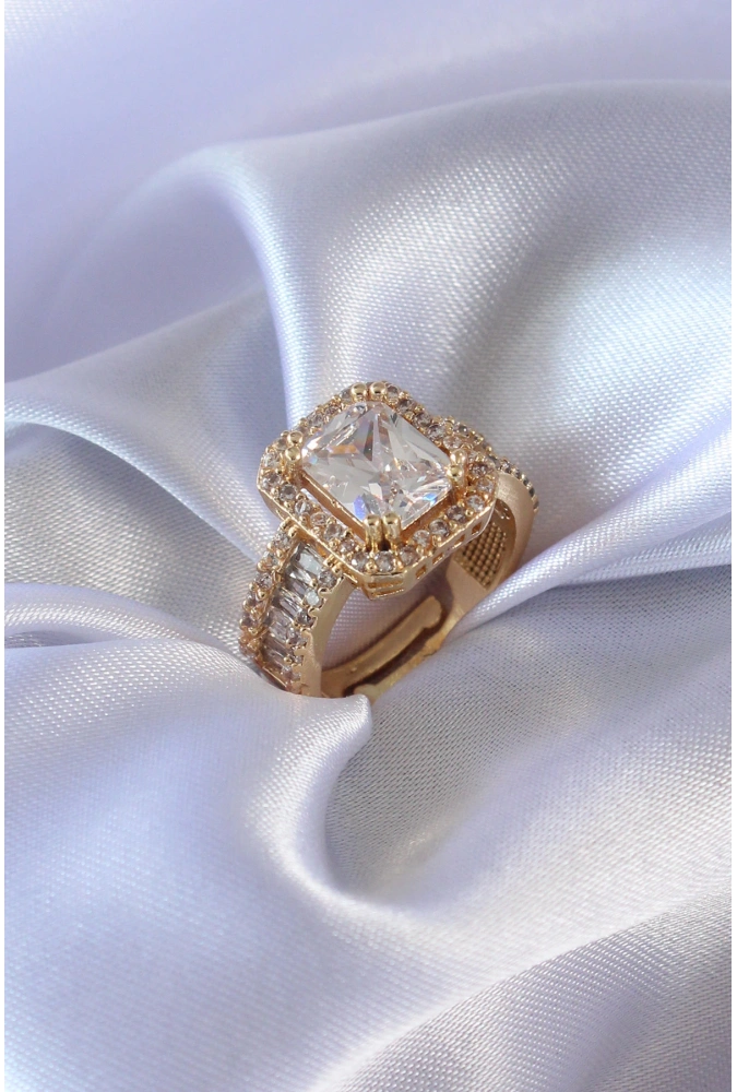 Shoecide Gold Renk Zirkon Taşlı Kadın Yüzük