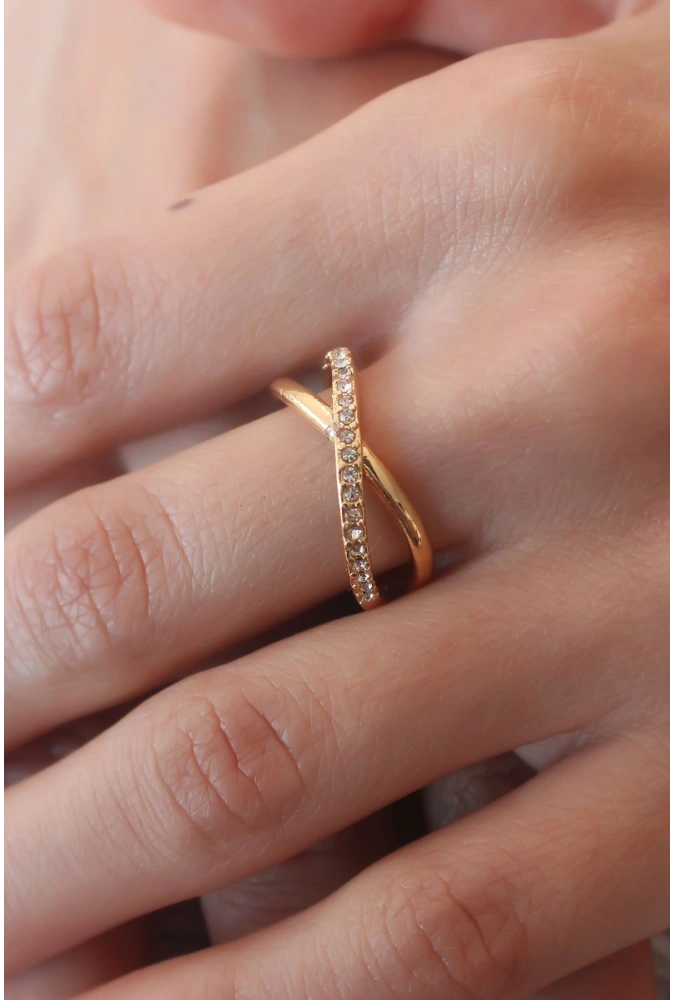 Shoecide Gold Renk Zirkon Taşlı Kadın Yüzük