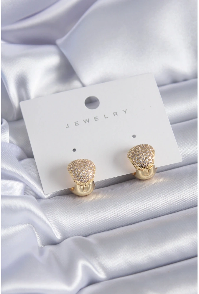 Shoecide Gold Renk Zirkon Taşlı Pirinç Kadın Küpe