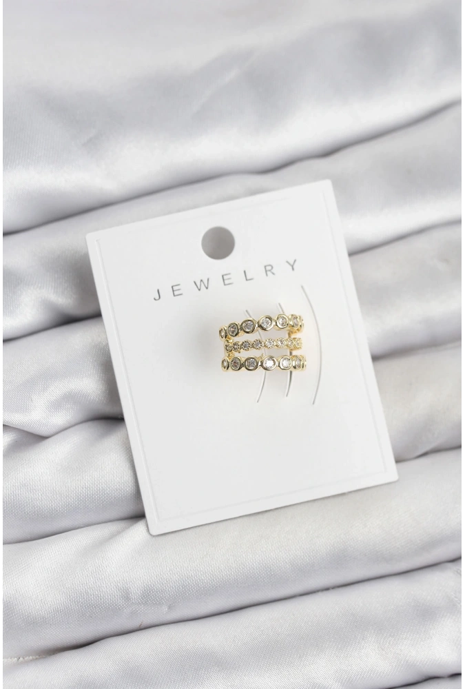 Shoecide Gold Renk Zirkon Taşlı Pirinç Kıkırdak Earcuff Küpe