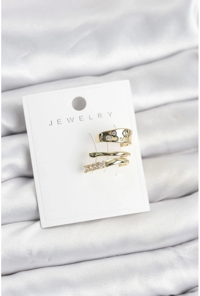 Shoecide Gold Renk Zirkon Taşlı Pirinç Kıkırdak Küpe