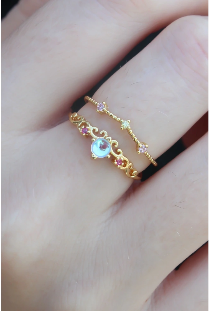 Shoecide Gold Renk Zirkon Taşlı Taç Model Kadın Yüzük