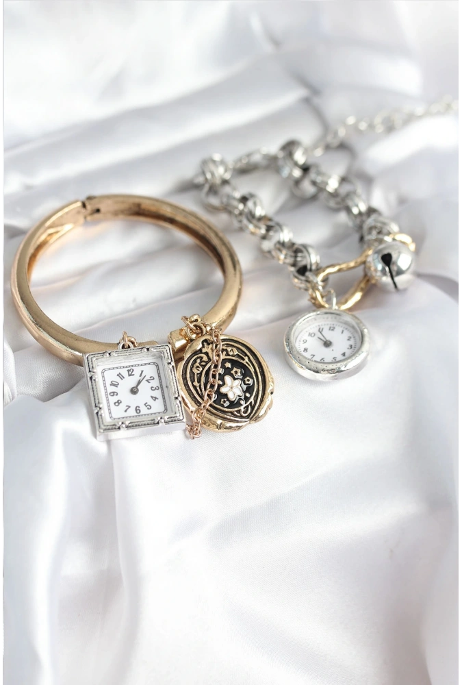 Shoecide Gold Ve Gümüş Renk Bileklik Kombini