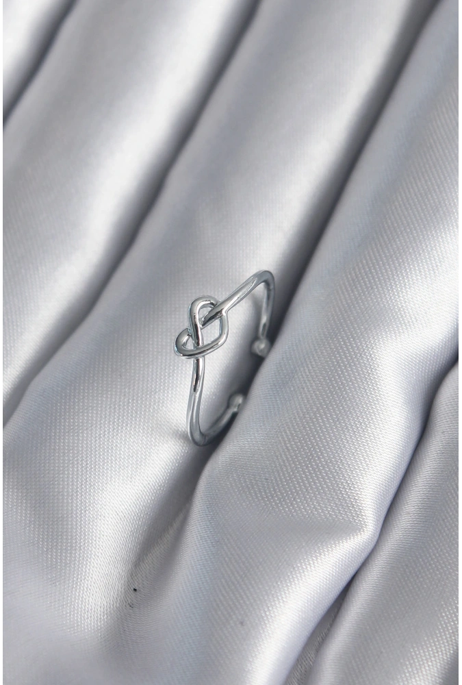 Shoecide Gümüş Renk Düğüm Kalp Model Kadın Yüzük