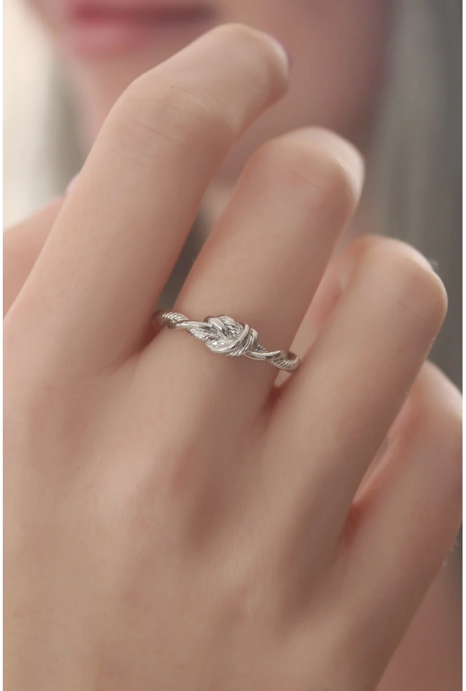Shoecide Gümüş Renk Halat Düğüm Model Kadın Yüzük