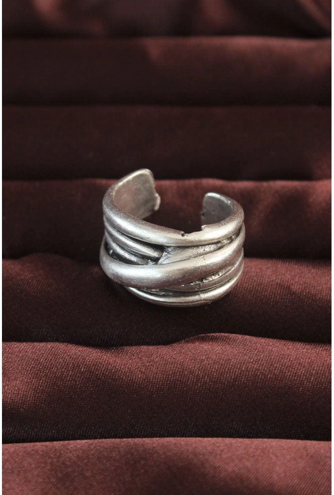 Shoecide Gümüş Renk Kaburga Model Ayarlamalı Erkek Yüzük