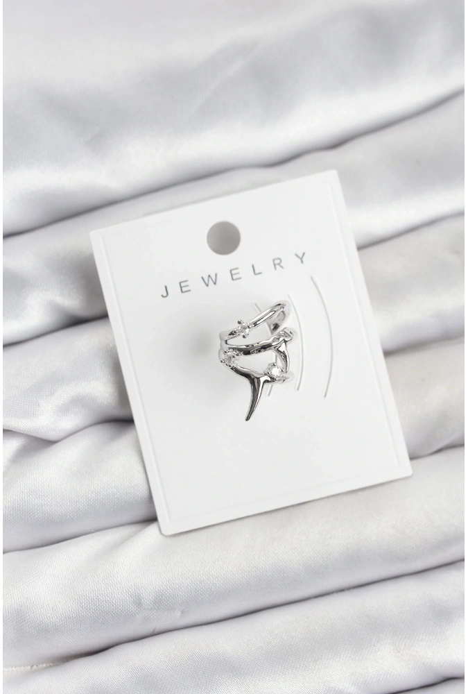Shoecide Gümüş Renk Pirinç Diken Model Kıkırdak Earcuff Küpe